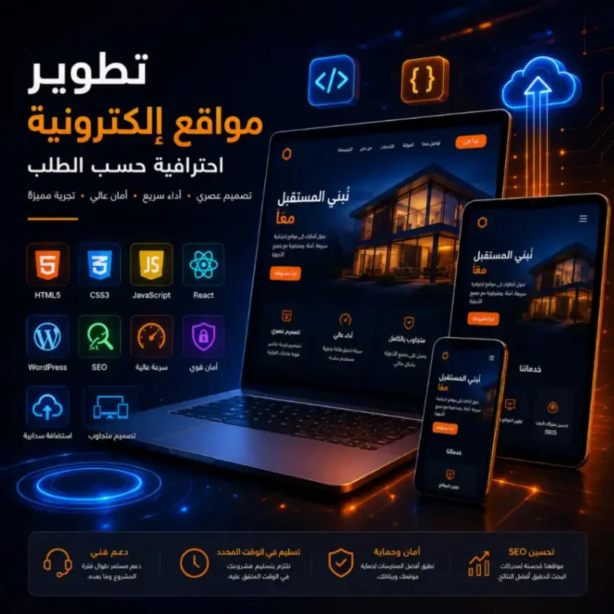 تطوير موقع إلكتروني احترافي حسب الطلب