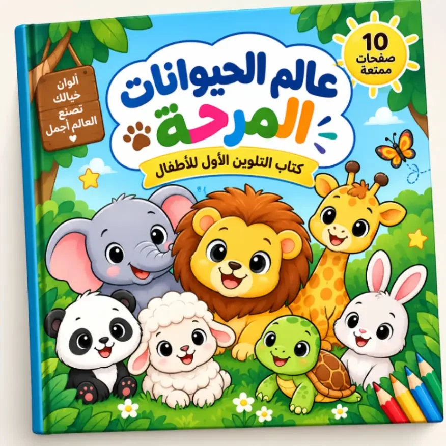 🦁 عالم الحيوانات المرحة 🐾 كتاب التلوين الأول للأطفال